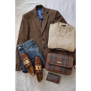 Vintage Ralph Lauren Blackwatch Tartan Crossbody Set, Plaid Messenger + Wallet